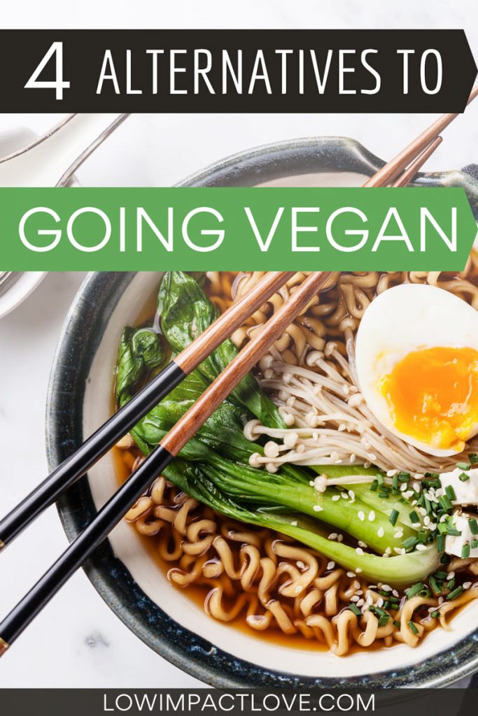 4 Alternatives to Going Vegan - bowl of ramen with egg and chopsticks